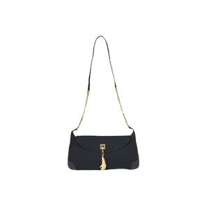 GUCCI Tiger Head One Shoulder Hobo Bag GG Canvas Leather Black